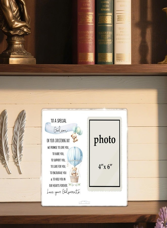 CIANMGD Boy Baptism Gifts Picture Frame, Godson Gift from Godparents, Christening Gifts for Boys, Catholic Baby Boy Gift Photo Frame for 4 x 6 Inch Photo - Image 2